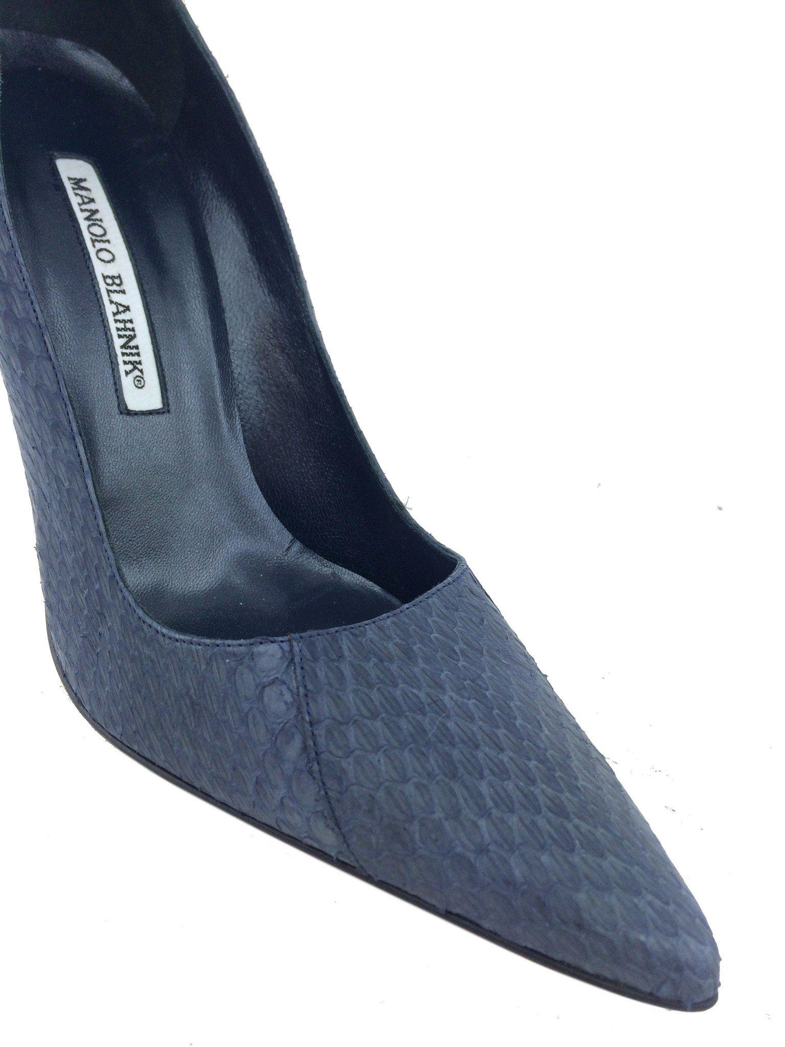 Manolo Blahnik BB Python Pumps Women's Size 7.5 - Luxury Designer Heels for Parties, Weddings & Special Occasions