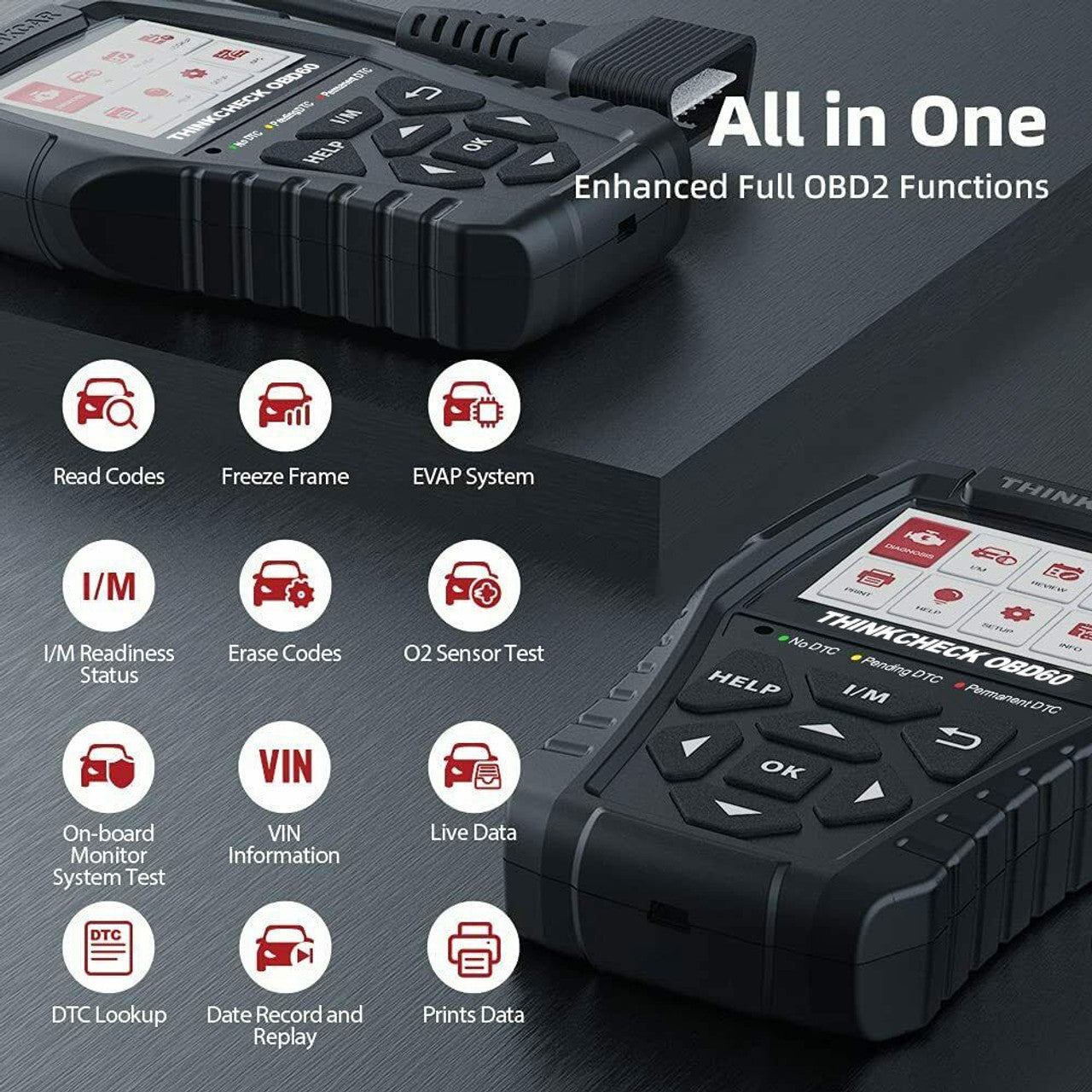 THINKCHECK OBD60 OBD2 Scanner - Car Diagnostic Tool for Engine Code Reading, Smog Check & Vehicle Diagnostics | Perfect for DIY Car Repairs & Maintenance