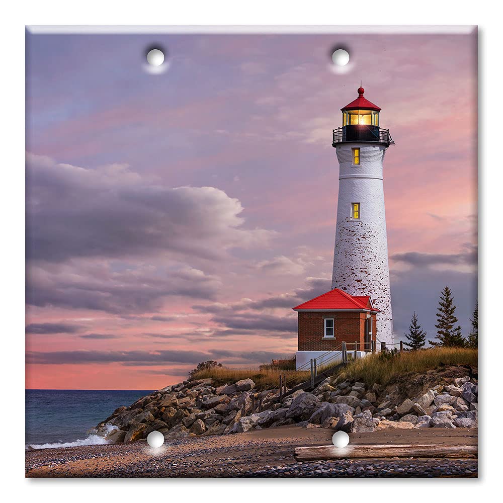 Lighthouse of Michigan Art Plates - 2 Gang Blank Switch Plate Cover - Handcrafted in USA - Perfect for Home Decor & Coastal Themed Interiors