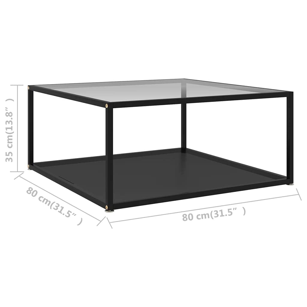 Industrial Style Tempered Glass Coffee Table - 31.5