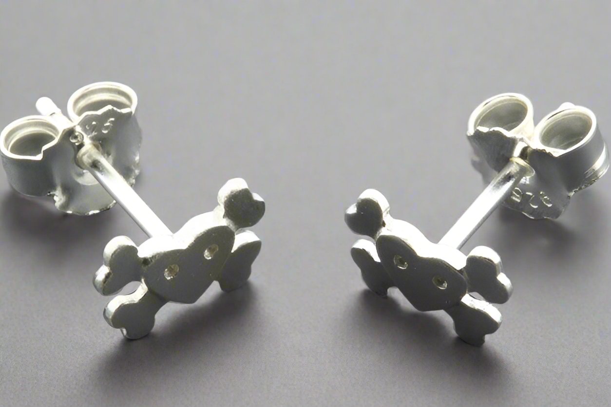 Sterling Silver Heart & Bones Stud Earrings - Gothic Punk Jewelry for Women, Perfect for Parties, Concerts, and Everyday Wear