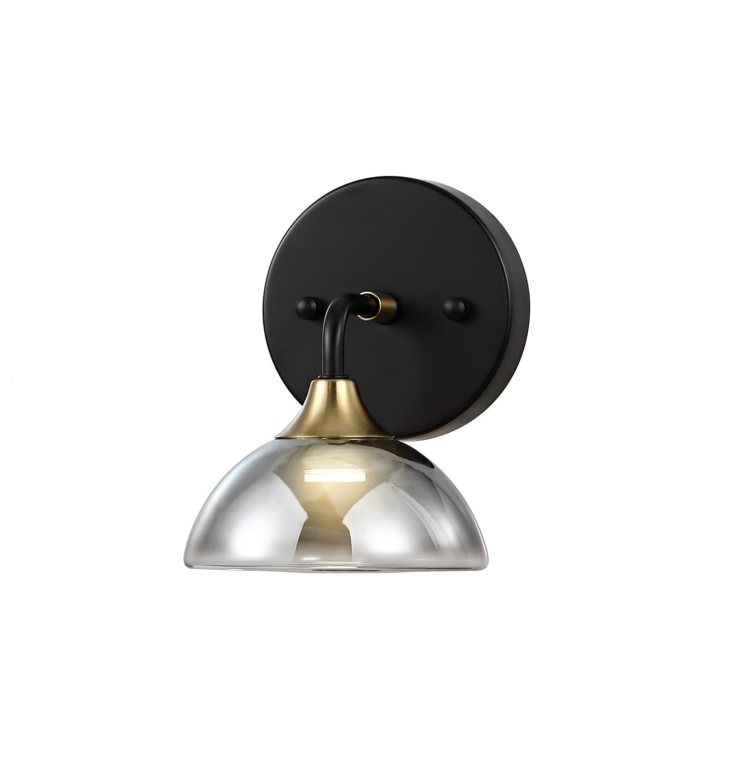 Modern Matte Black & Brass LED Vanity Light for Bathroom with Smoked Glass - Perfect for Powder Rooms & Dressing Areas