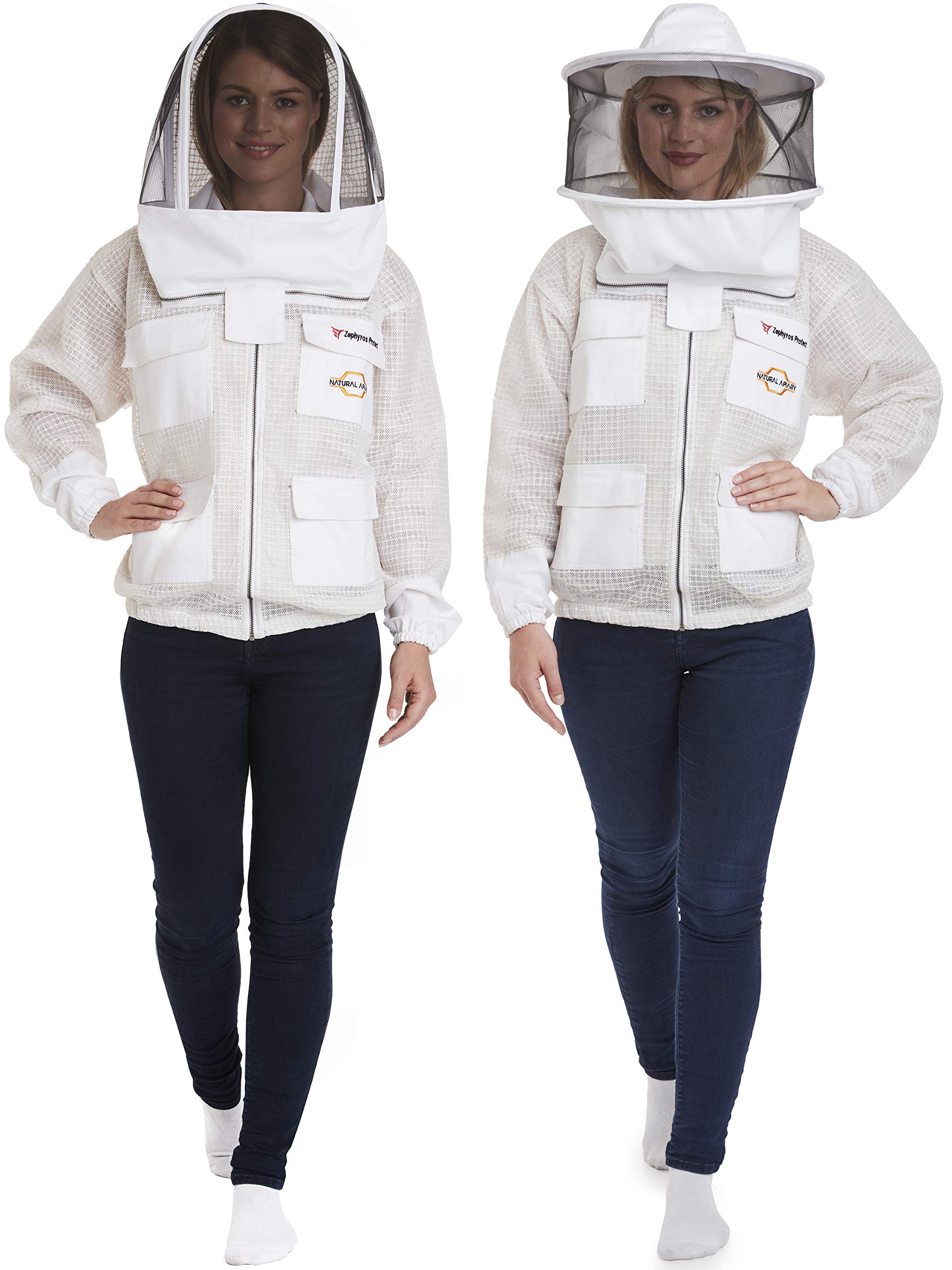 Natural Apiary - Zephyros Protective Beekeeping Jacket with Clear View Fencing Veil - White - Maximum Protection & Comfort for Professional & Beginner Beekeepers - XX Small - Ideal for Hive Inspections, Honey Harvesting & Beekeeping Safety
