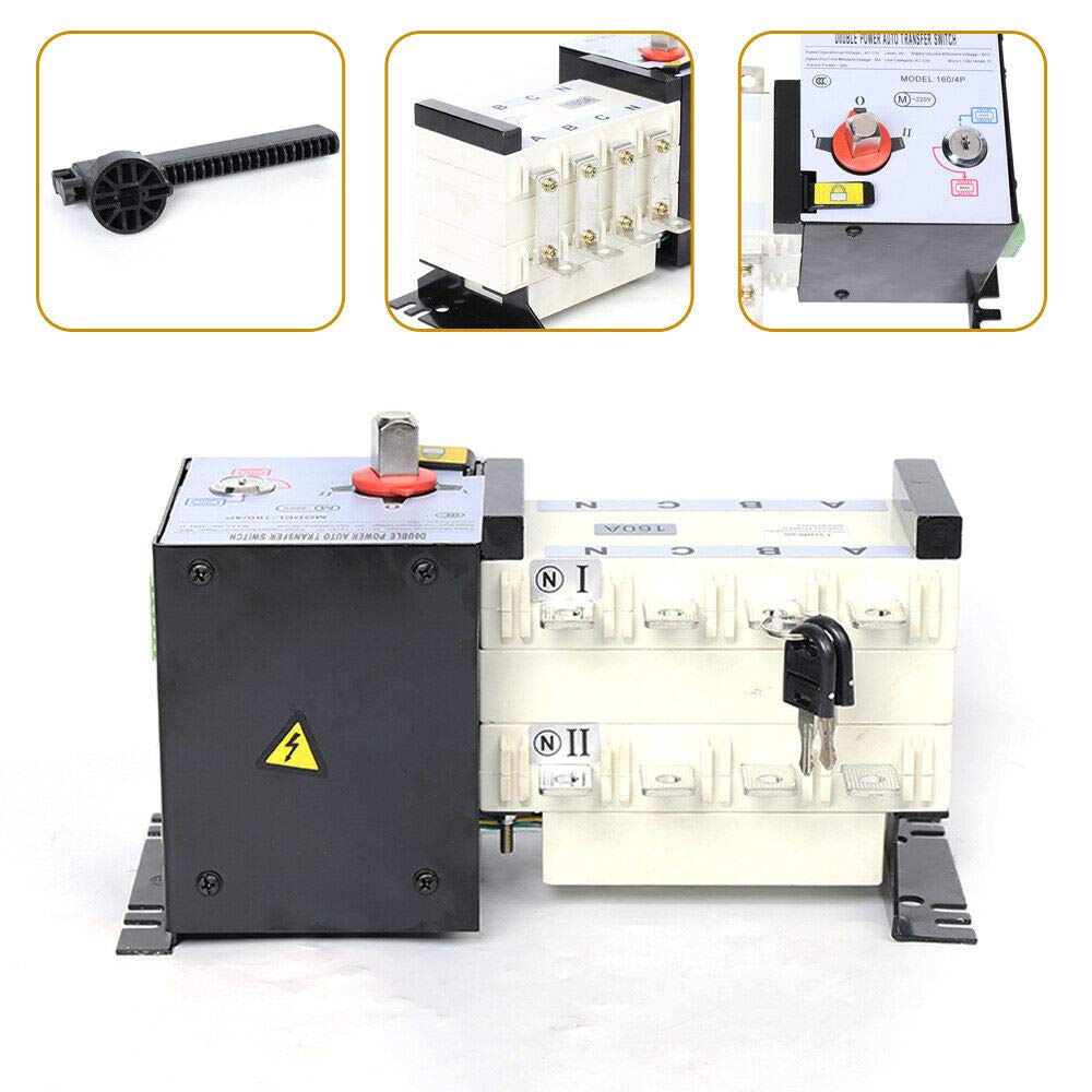 Ethedeal 4P 160A Dual Power Automatic Transfer Switch for Generator - Heavy Duty 160A 4 Pole Changeover Switch - Reliable Backup Power Solution for Home & Commercial Use During Power Outages
