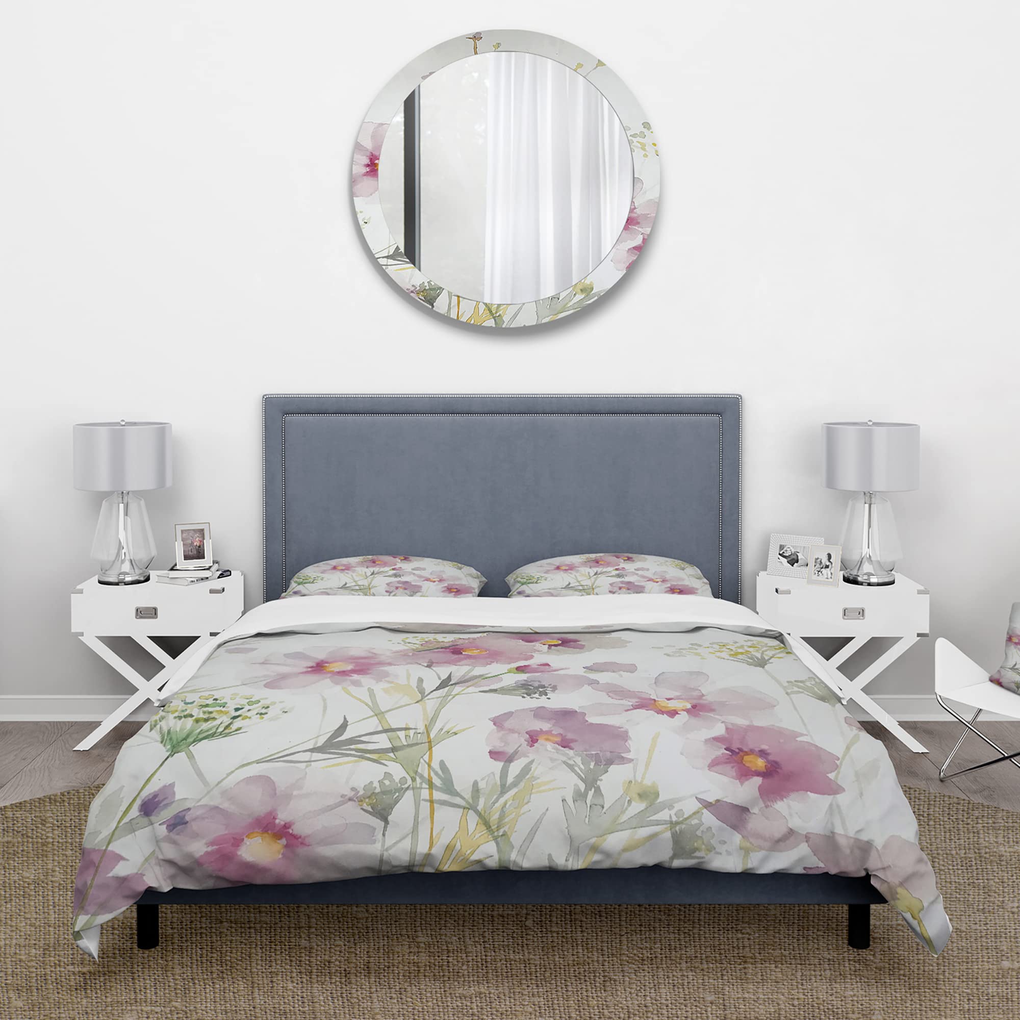 DesignQ Shabby Chic Floral Duvet Cover Set - King Size 3-Piece Pink Bedding | Soft & Breathable All-Season Comforter Cover | Perfect for Master Bedroom, Guest Room & Cozy Farmhouse Decor