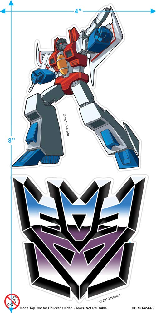 PopFunk Classic Transformers Starscream Graphic T-Shirt for Kids 7+ Years | Unisex Short Sleeve Tee with Stickers | Athletic Heather | Perfect for School, Play & Cosplay (Medium)