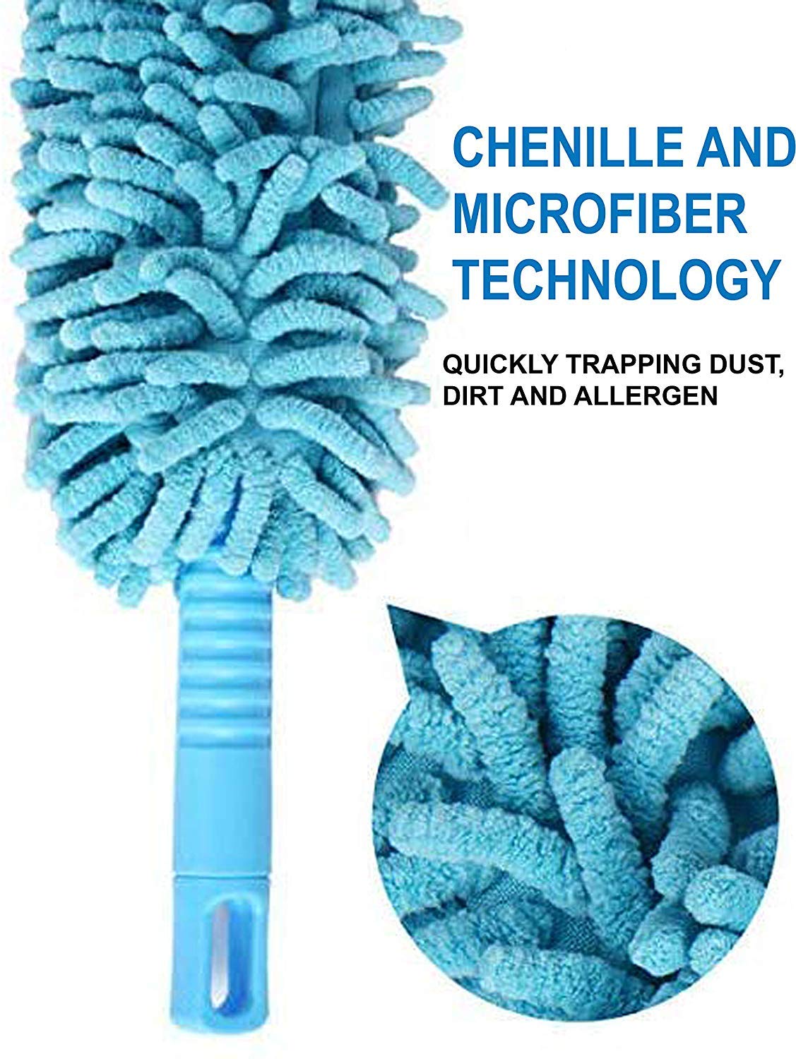 Extendable Microfiber Duster with Flexible Rod - Long Reach Cleaning Tool for Home, Car & Office - Dust Ceiling Fans, Shelves & Hard-to-Reach Areas - Multicolor Cleaning Supplies for Easy Dusting