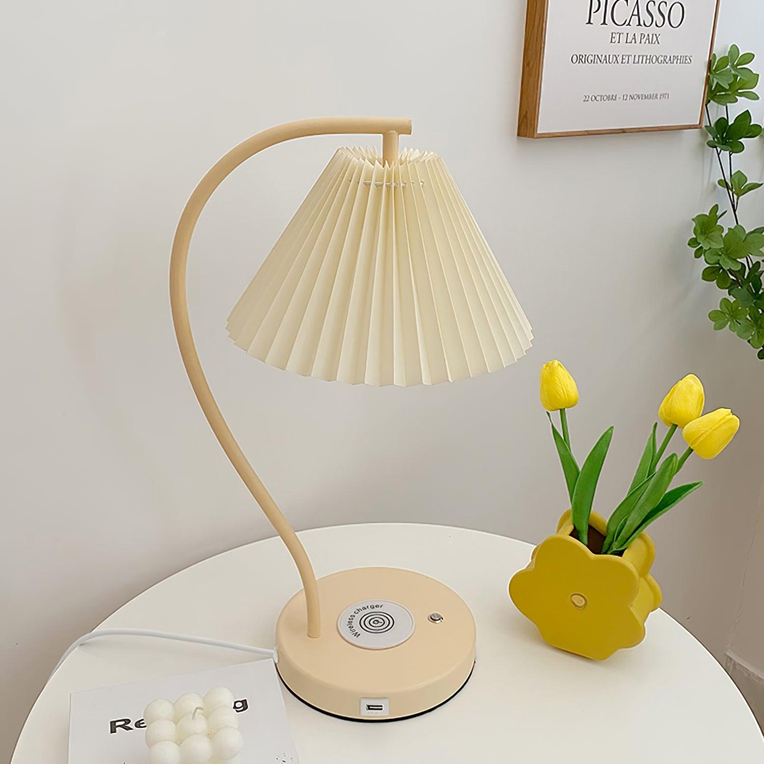 Elegant Crescini Pleated Table Lamp - Modern Home Decor Lighting for Bedroom, Living Room & Office - Soft Ambient Light for Relaxation & Reading