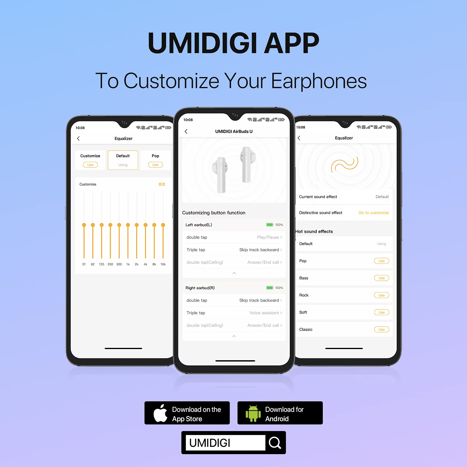 UMIDIGI AirBuds U Wireless Bluetooth 5.1 Earbuds with Mic, Touch Control In-Ear Headphones, 24H Playtime for Workout, Gym & Travel - Perfect for Office, Commuting & Home Use
