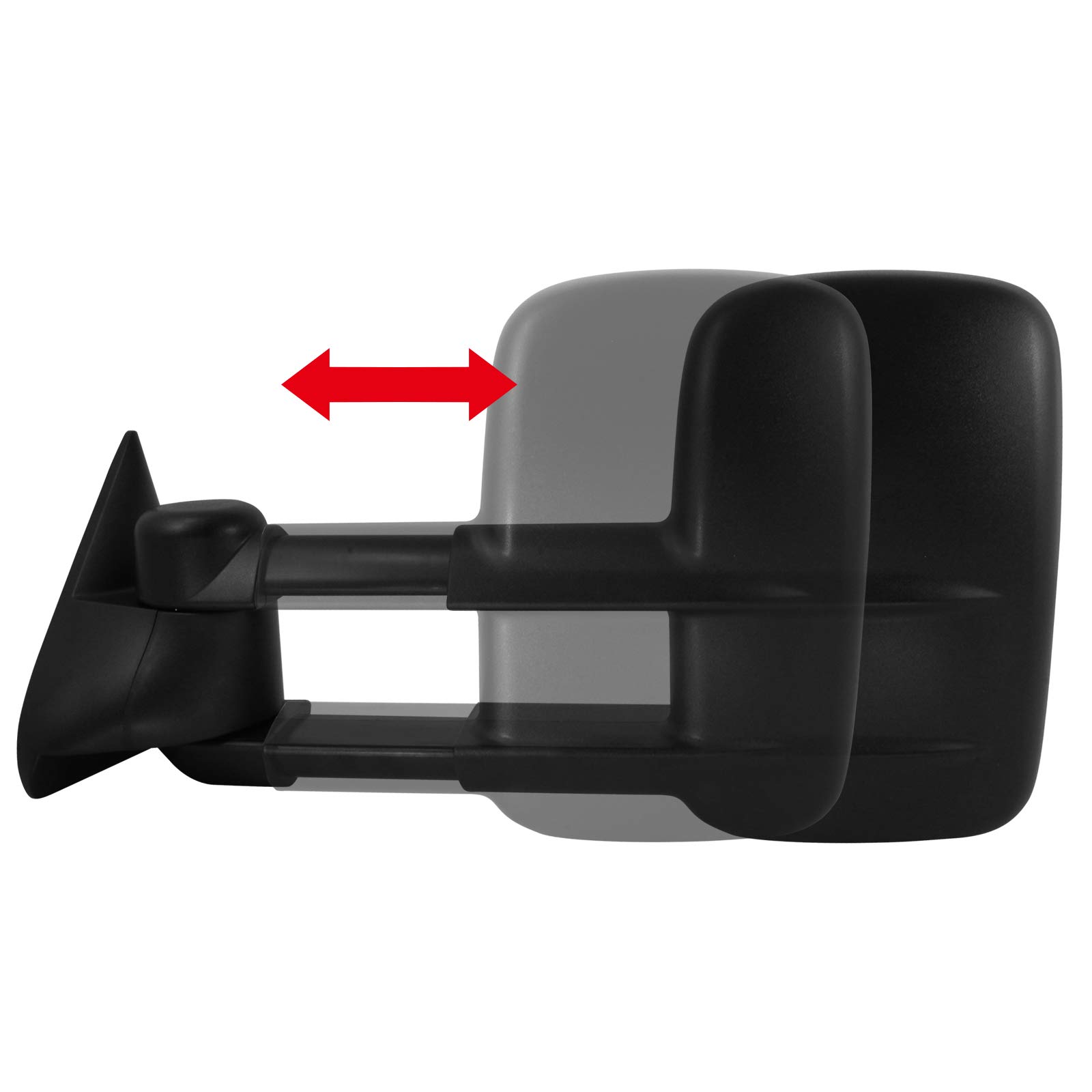 1997-2003 Ford F-150 Super Cab Black Manual Telescoping Towing Side Mirrors - Perfect for Hauling Trailers & Enhanced Road Visibility