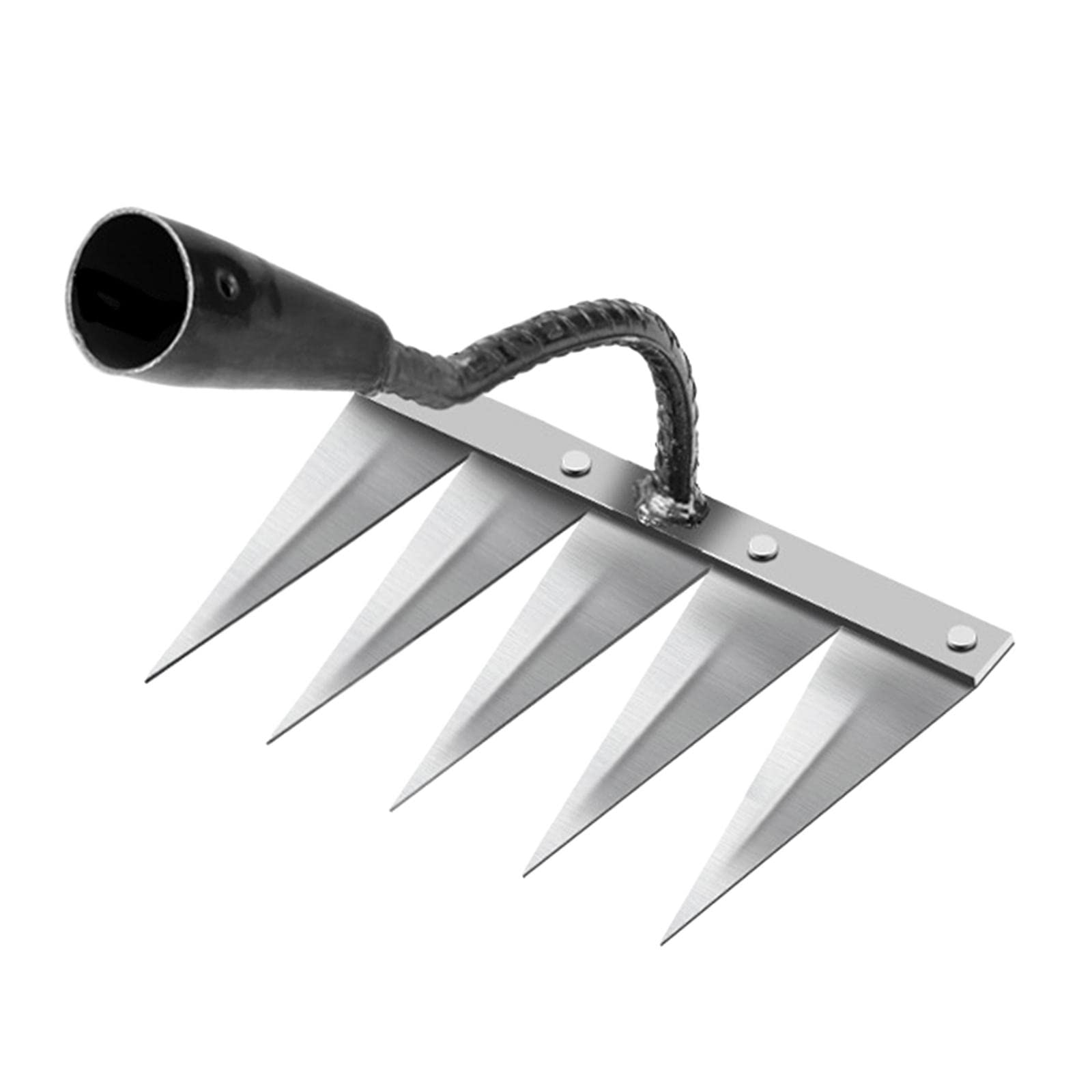 Milageto 5-Tooth Steel Puller Tool - Heavy Duty Yard Lawn Digging, Ditching Rake for Gardening, Loosening Soil & Grasping Weeds - Perfect for Landscaping, Farming & Garden Maintenance