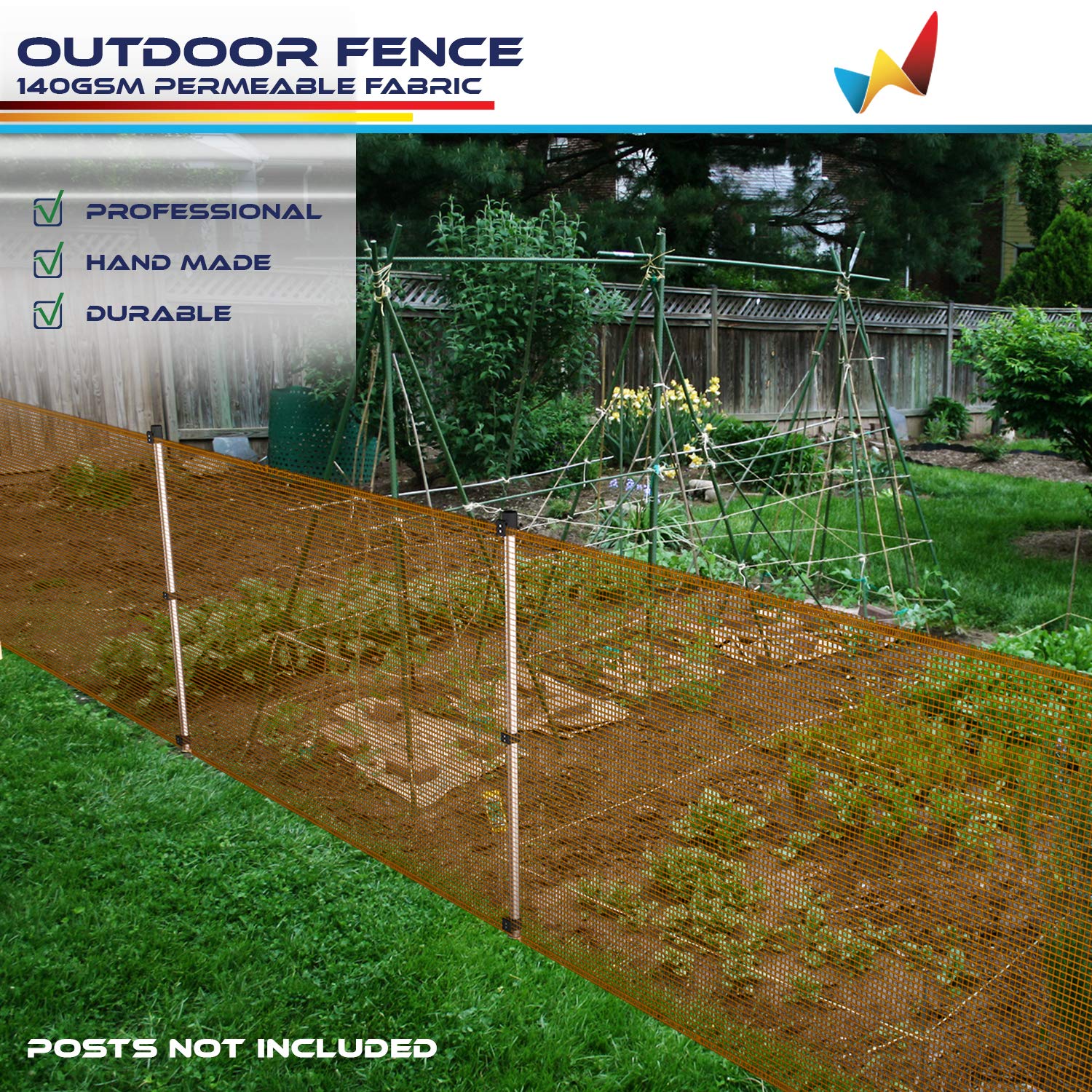 6' x 65' Orange Garden Fence Mesh Netting Roll - Heavy Duty Temporary Outdoor Fencing for Rabbits, Chickens, Poultry, Dogs & Vegetable Protection - Perfect for Backyard, Farm & Garden Use