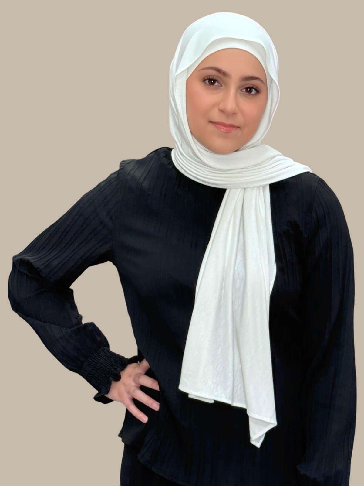 Premium Jersey Hijab for Women - Soft & Breathable Modest Scarf - Off White - Perfect for Daily Wear, Work, and Special Occasions