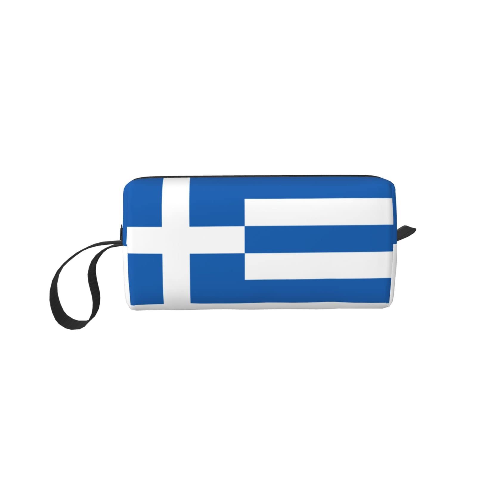 Greek Flag Makeup Bag for Women - Small Cosmetic Pouch Travel Organizer Case | Perfect for Travel, Gym & Daily Makeup Storage
