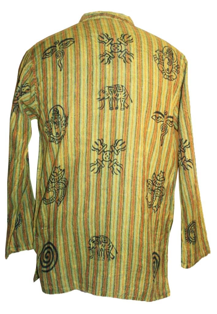 Agan Traders 2025 Spring Men's Patchwork Boho Cotton Henley Shirt - Lightweight Short Kurta with Granddad Collar | Casual Wear, Beach Outfits & Festival Fashion for Men