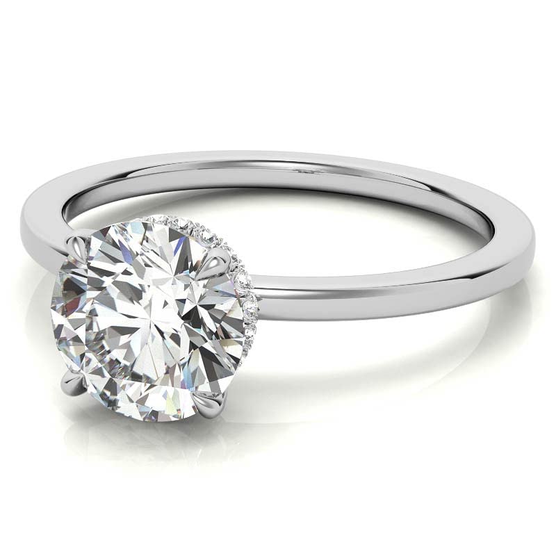 Solid Gold Moissanite Engagement Ring - 925 Silver, 10K/14K/18K Gold Options - 2 Carat Round Cut Solitaire with Hidden Halo - Handmade Wedding Band for Women - Anniversary & Proposal Gift - Perfect for Bridal Jewelry, Valentine's Day & Special Occasions