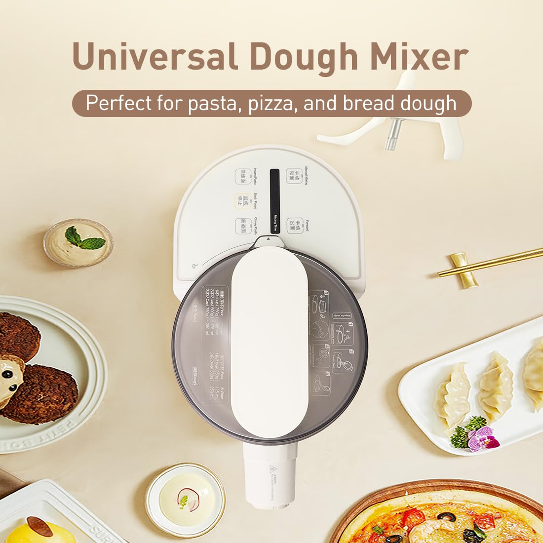 Joydeem Automatic Electric Pasta Maker Machine with Dough Function - 7 Stainless Steel Discs for Spaghetti, Fettuccine & More - 750g/26.5Oz Capacity (JD-NL21) - Perfect for Italian Cuisine, Home Cooking & Restaurant Use