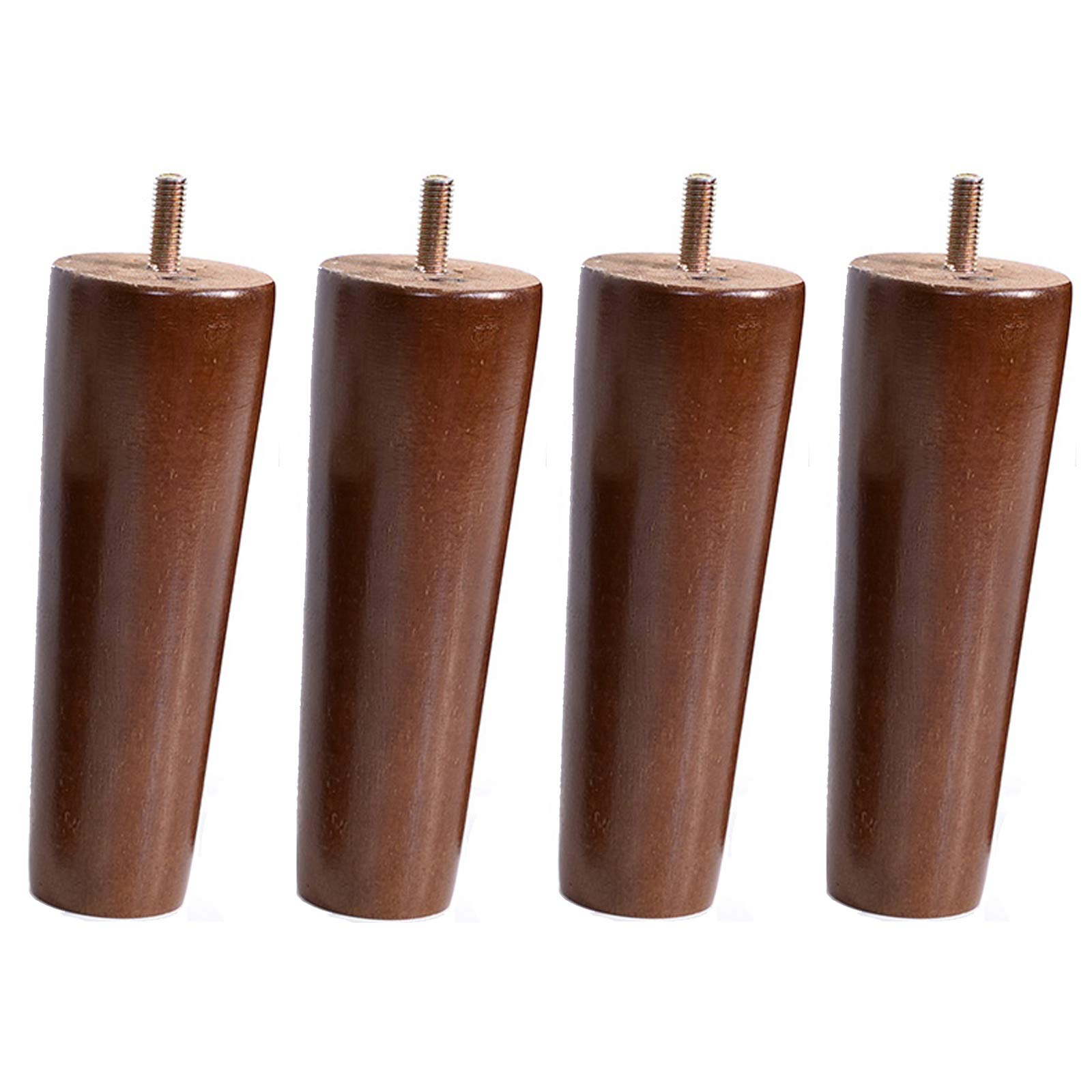 LQPHE Walnut Furniture Legs for Armchair, Cabinet, Ottoman & Couch - 18cm/7.1in Tilted Height with M10 Bolts | Perfect for Home Office, Living Room & Bedroom Furniture Upgrade
