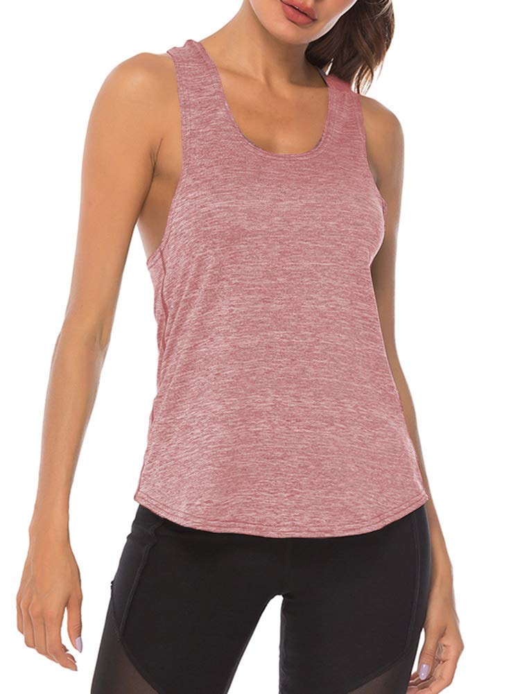 YAKER Women's Athletic Yoga Tops - Breathable Racerback Running Tank Top for Gym, Workout & Exercise | Perfect for Yoga, Pilates & Fitness Training