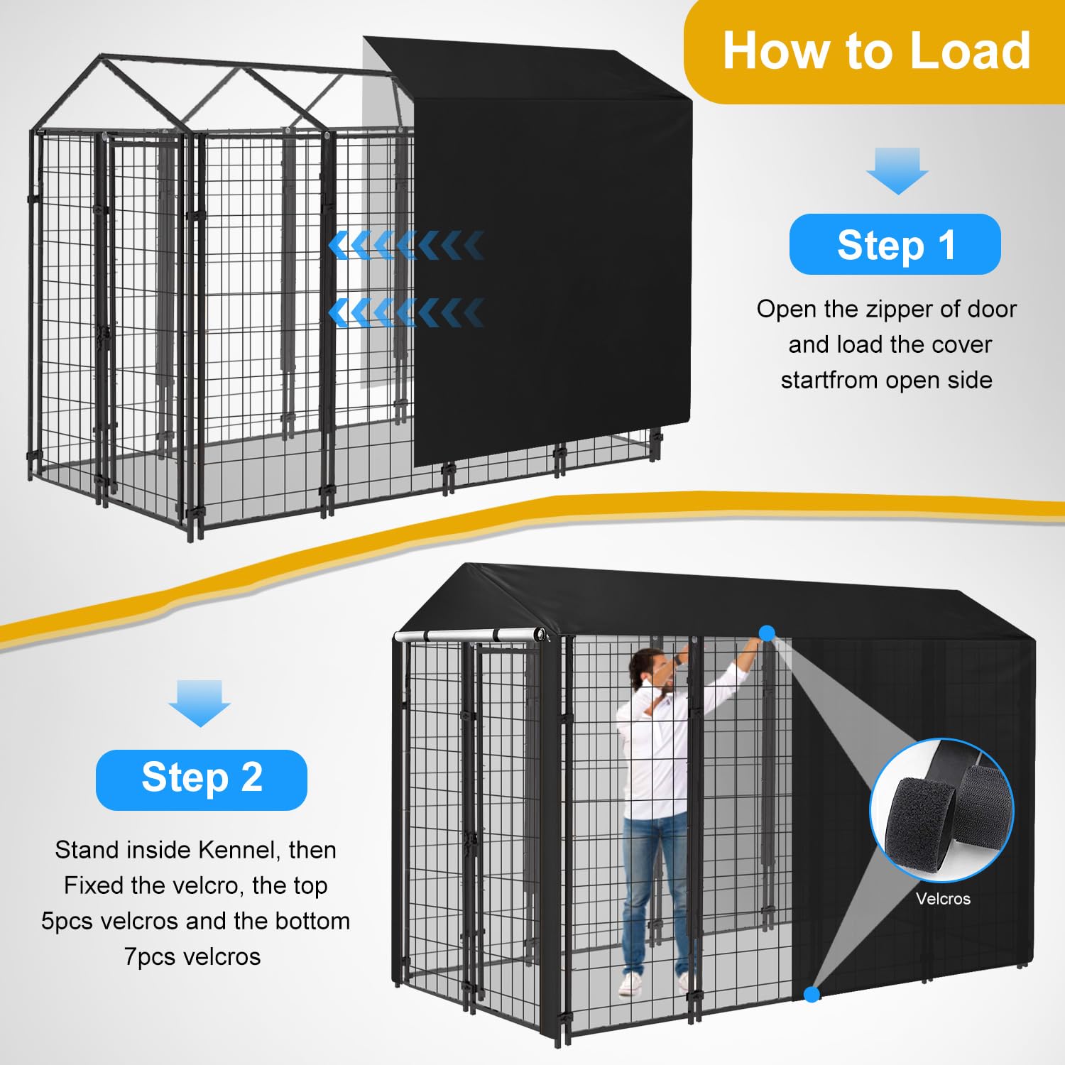 **Large Waterproof Outdoor Dog Kennel Cover with Anti-UV Mesh Window & Clear View Panel - Fully Enclosed Shade for Playpen, Crate, or Patio - Perfect for Sun Protection & Rainy Days**