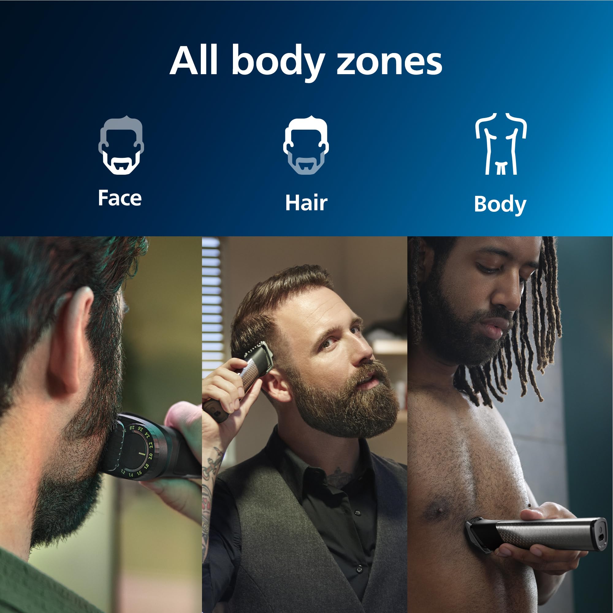Philips Norelco Multigroom 9000 Series All-in-One Trimmer - 25-Piece Men's Grooming Kit for Beard, Face, Nose, Ear & Body Hair (MG9522/50) | Professional Beard Trimmer & Hair Clipper with 27 Length Settings | Perfect for Travel & Home Grooming