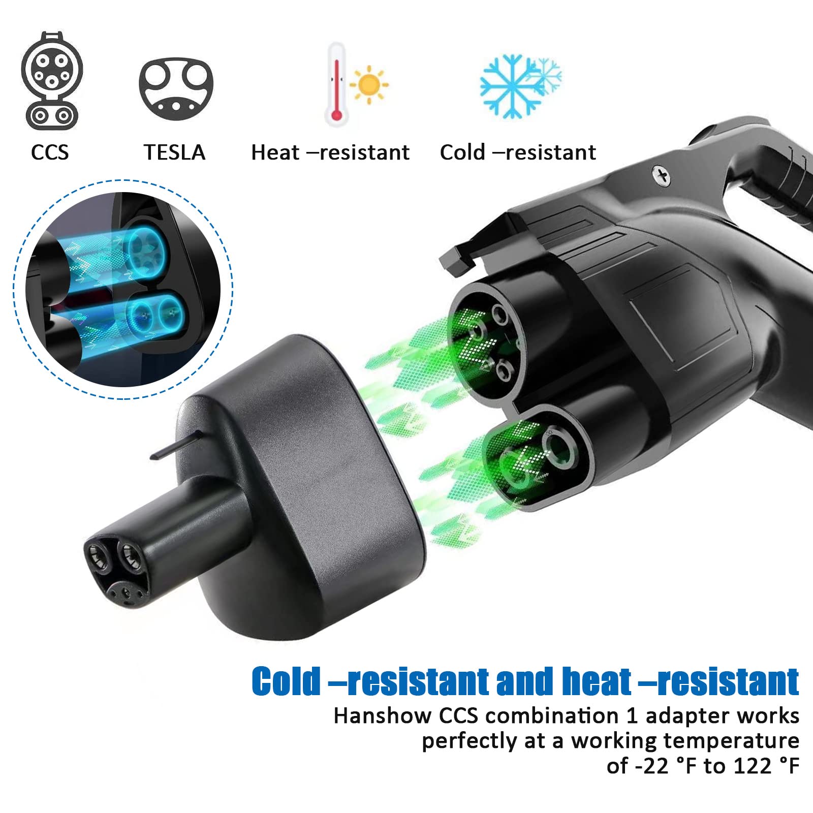 Tesla CCS to Tesla Adapter for Model Y/3/X/S - 300A 250KW Supercharger Adapter for Level 3 Fast Charging | Compatible with CCS Plug Stations | Perfect for Road Trips & Fast Charging on the Go