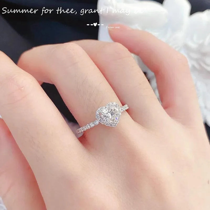 18K White Gold Heart-Shaped Diamond Engagement Ring for Women - Luxury Wedding Jewelry with Real Natural Diamonds | Perfect for Proposals, Anniversaries & Special Occasions