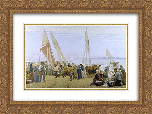 Peder Severin Kroyer 'Mañana En Hornbaek' 24x18 Inch Gold Ornate Framed Art Print with Double Mat - Museum Quality Wall Decor for Living Room, Bedroom & Office