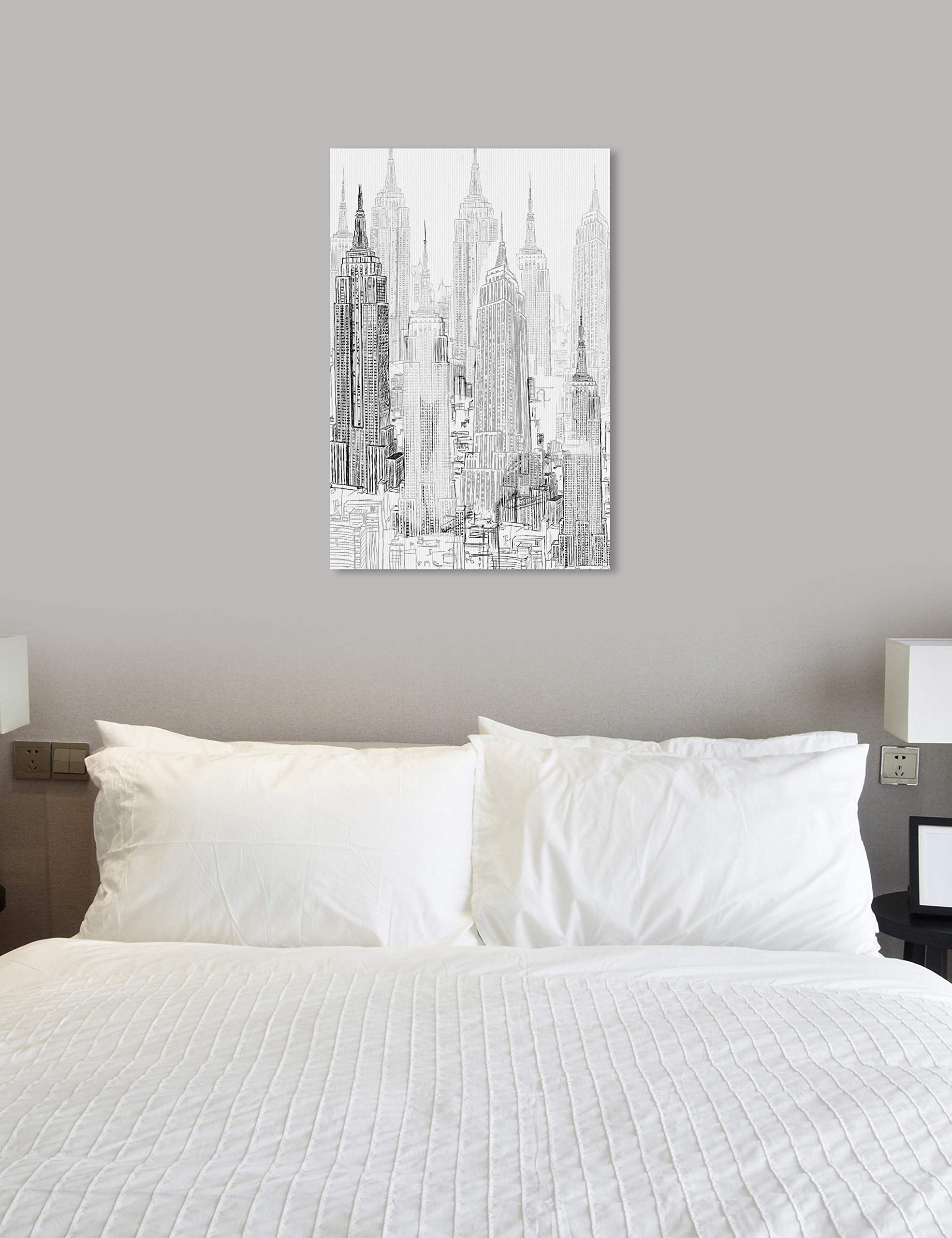 City Skyline Wall Art Canvas Prints - Modern Urban Buildings & Skylines Decor for Living Room, Office & Home