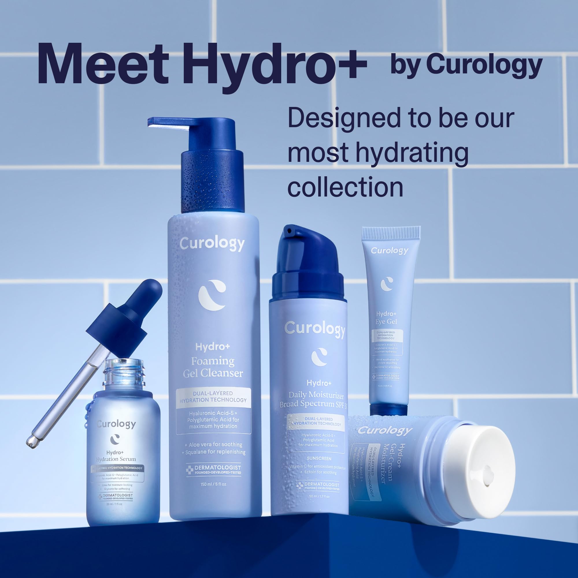 Curology Gel Face Moisturizer & Hydro+ Eye Gel Set - Hydrating Skincare Bundle for Dry Skin | Day & Night Moisturizing Cream for Face & Under Eyes