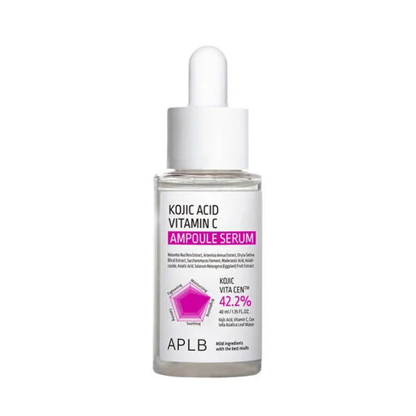 APLB Kojic Acid & Vitamin C Brightening Ampoule Serum 40ml - Dark Spot Corrector, Hyperpigmentation Treatment for Face - Perfect for Nighttime Skincare Routine & Glow Boosting