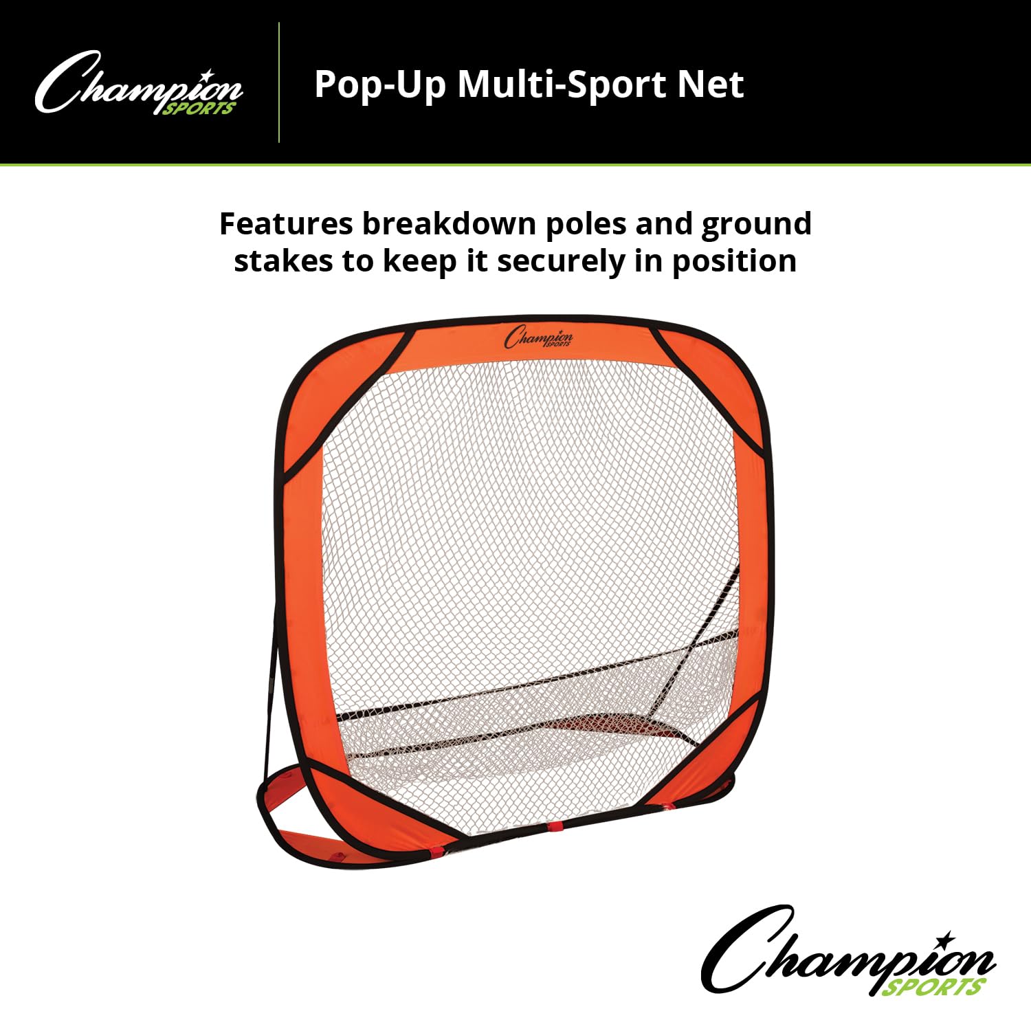 Champion Sports Pop Up Multi Net - Adjustable 5x5 Portable Soccer Net for Training, Baseball, Volleyball & More - Quick Setup & Easy Assembly - Perfect for Backyard, Park, and Team Practice