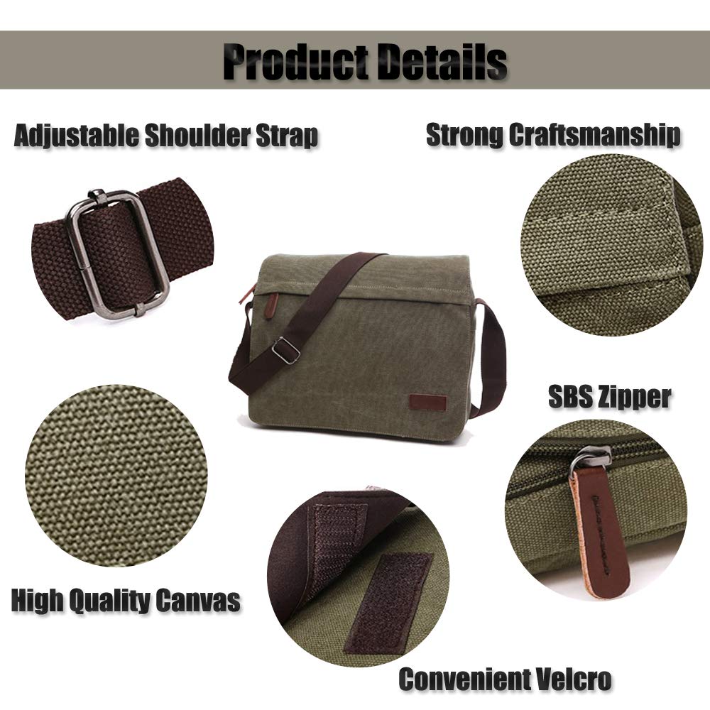 LOSMILE Men's Messenger Bag - Durable Canvas Shoulder Bag for Work & School - Fits 13.3