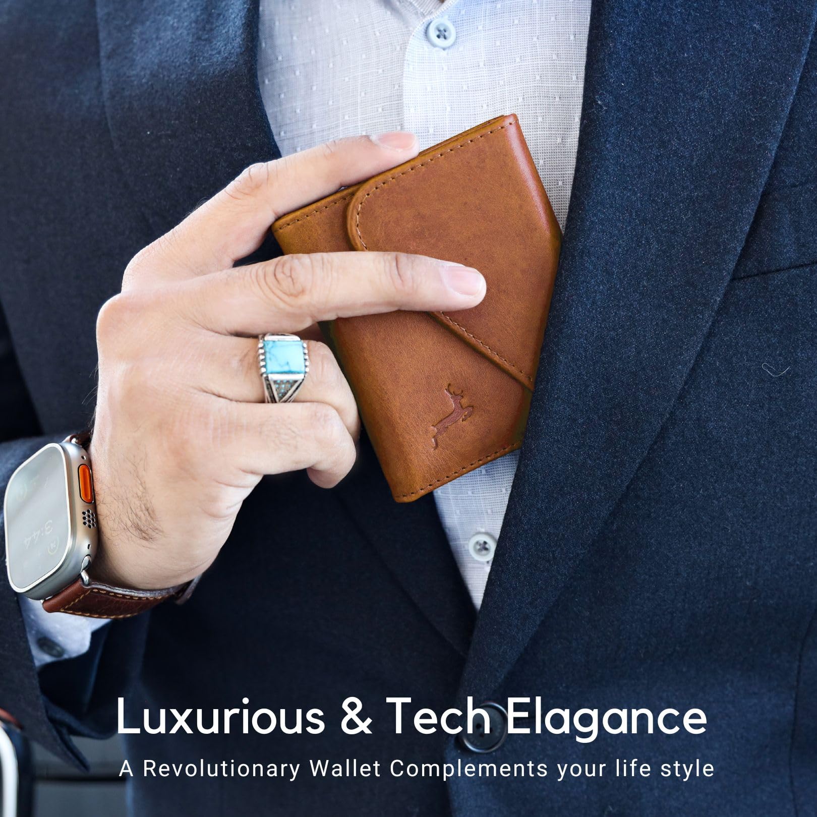 Deerhandmade Men's Leather Wallet - Minimalist RFID Blocking Card Holder with Magnetic Closure | Handcrafted Genuine Leather Wallet for Men | Holds 9-12 Cards | Perfect Gift Box Included | Ideal for Everyday Use, Travel & Business