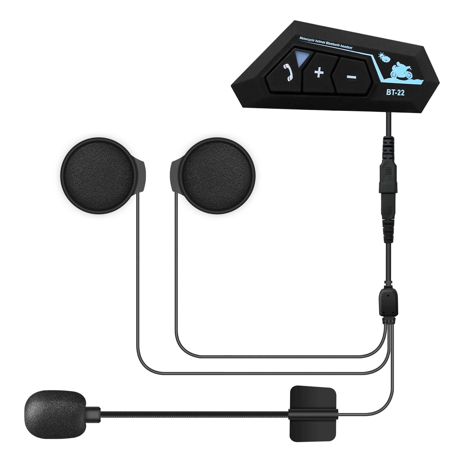 ASHATA Motorcycle Bluetooth Headset - Wireless Helmet Headset with Noise Cancelling, Hands-Free Calls, Bluetooth 5.0, Waterproof & Voice Control (Black) | Perfect for Riding, Commuting & Outdoor Adventures