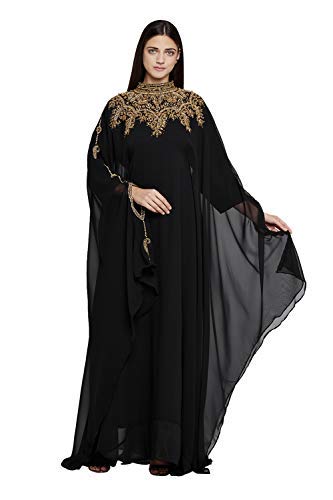 Elegant Women's Kaftan Farasha Long Sleeve Maxi Dress - Ethnic, Bridal, Evening & Party Wear with Free Scarf - Perfect for Weddings, Beach Vacations & Special Occasions