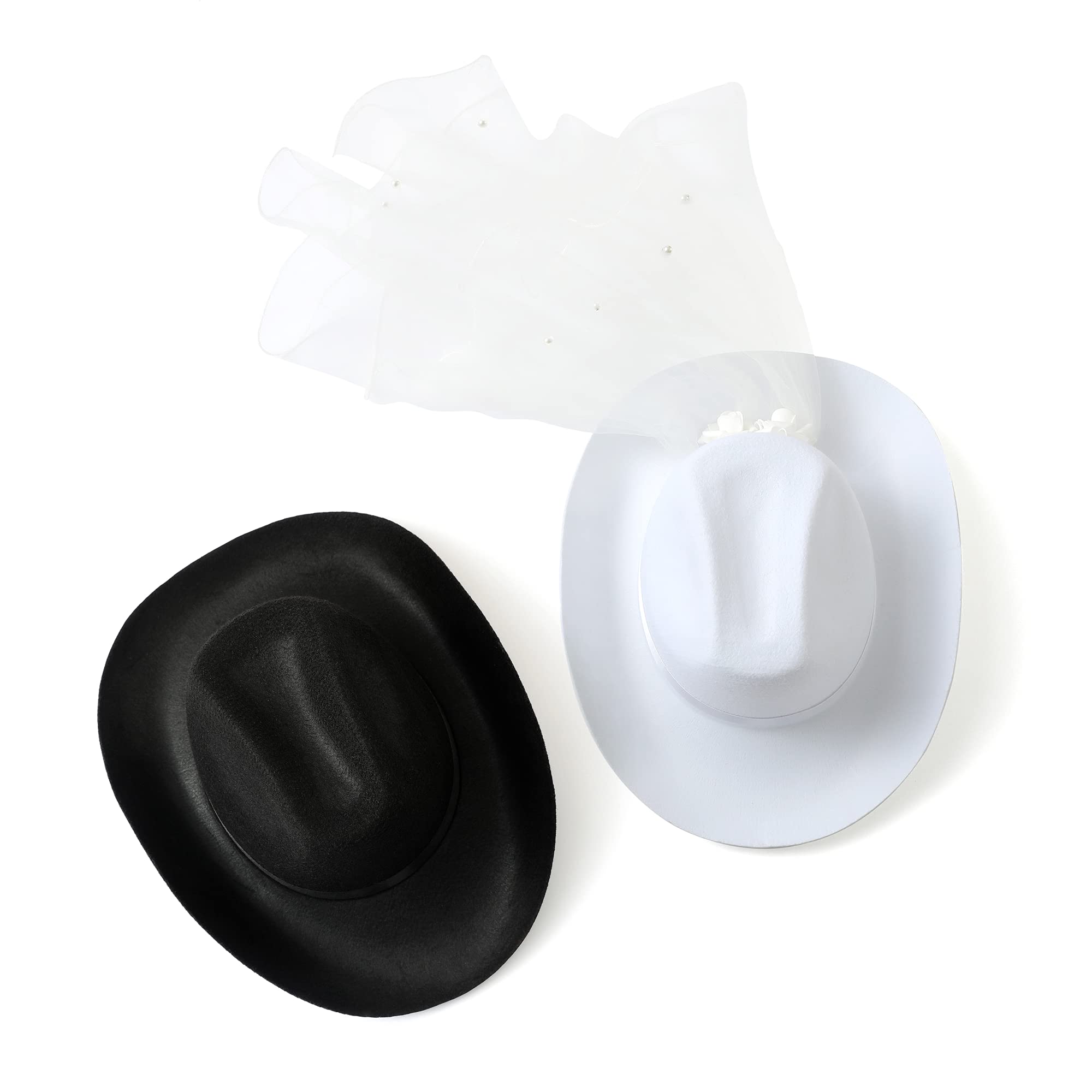 Pop Fizz Designs Bachelorette Party Cowgirl Hats Set - Bride White Cowboy Hat & Matching Cowgirl Hats for Western Theme Parties, Bridal Showers & Country Weddings