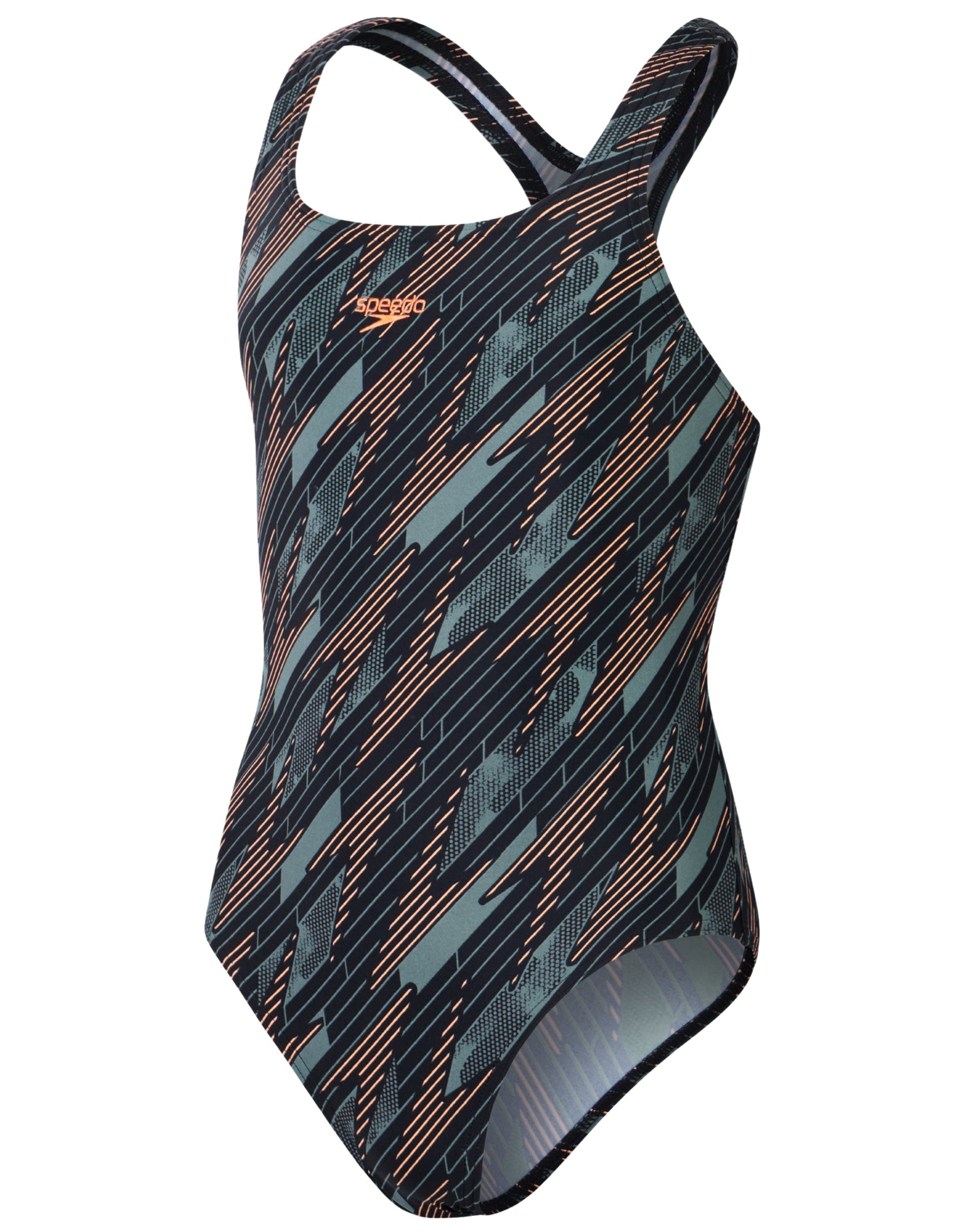 Girls Hyperboom Allover Medalist Swimsuit - Black & Green - Perfect for Swim Competitions, Beach Vacations & Pool Parties