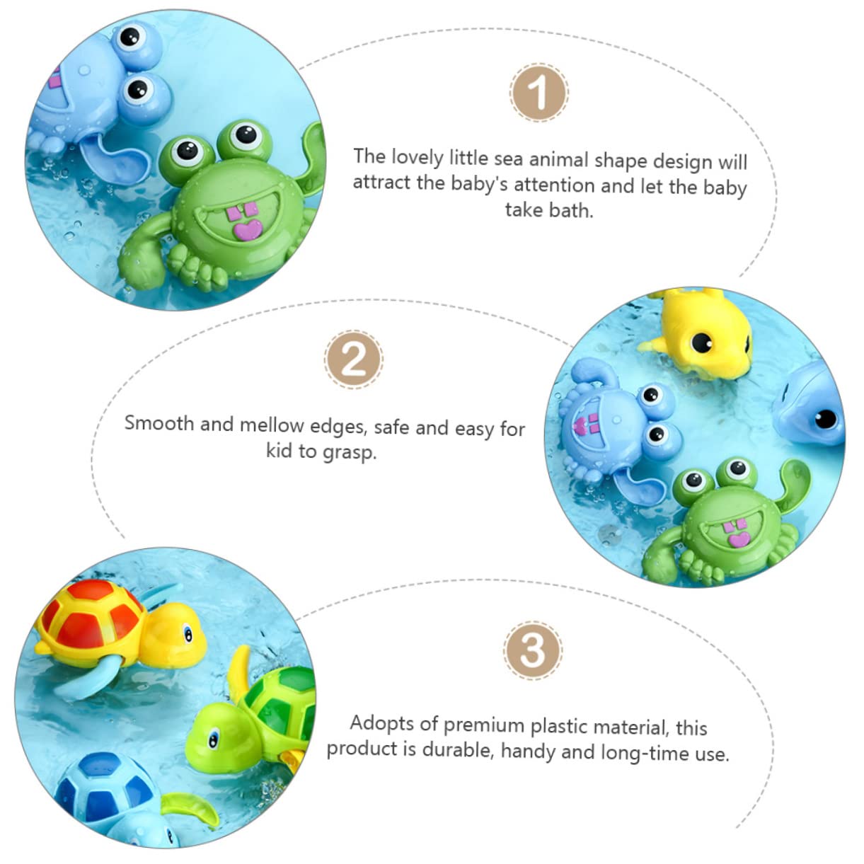 DRESSOOS 3-Piece Wind-Up Bath Toys Set - Floating Water Play Toys for Kids, Fun Bathtub & Pool Swimming Toys for Toddlers (Duck, Boat, Fish) - Perfect for Bath Time, Pool Parties & Sensory Play