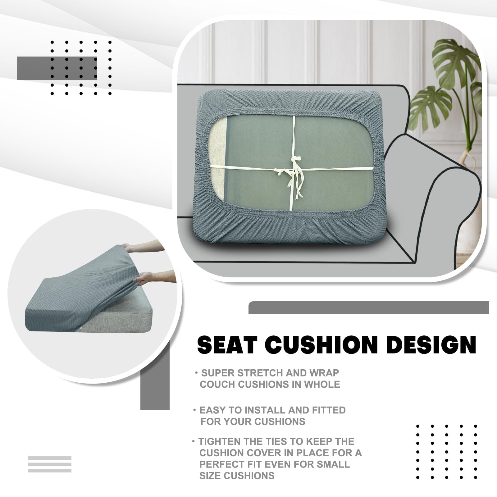 ZNSAYOTX L-Shaped Sectional Sofa Cover - Universal Chaise Lounge Slipcover with Elastic Bottom, 1-Piece Separate Cushion Design, Light Gray Furniture Protector | Perfect for Living Room, Family Room & Home Theater Seating