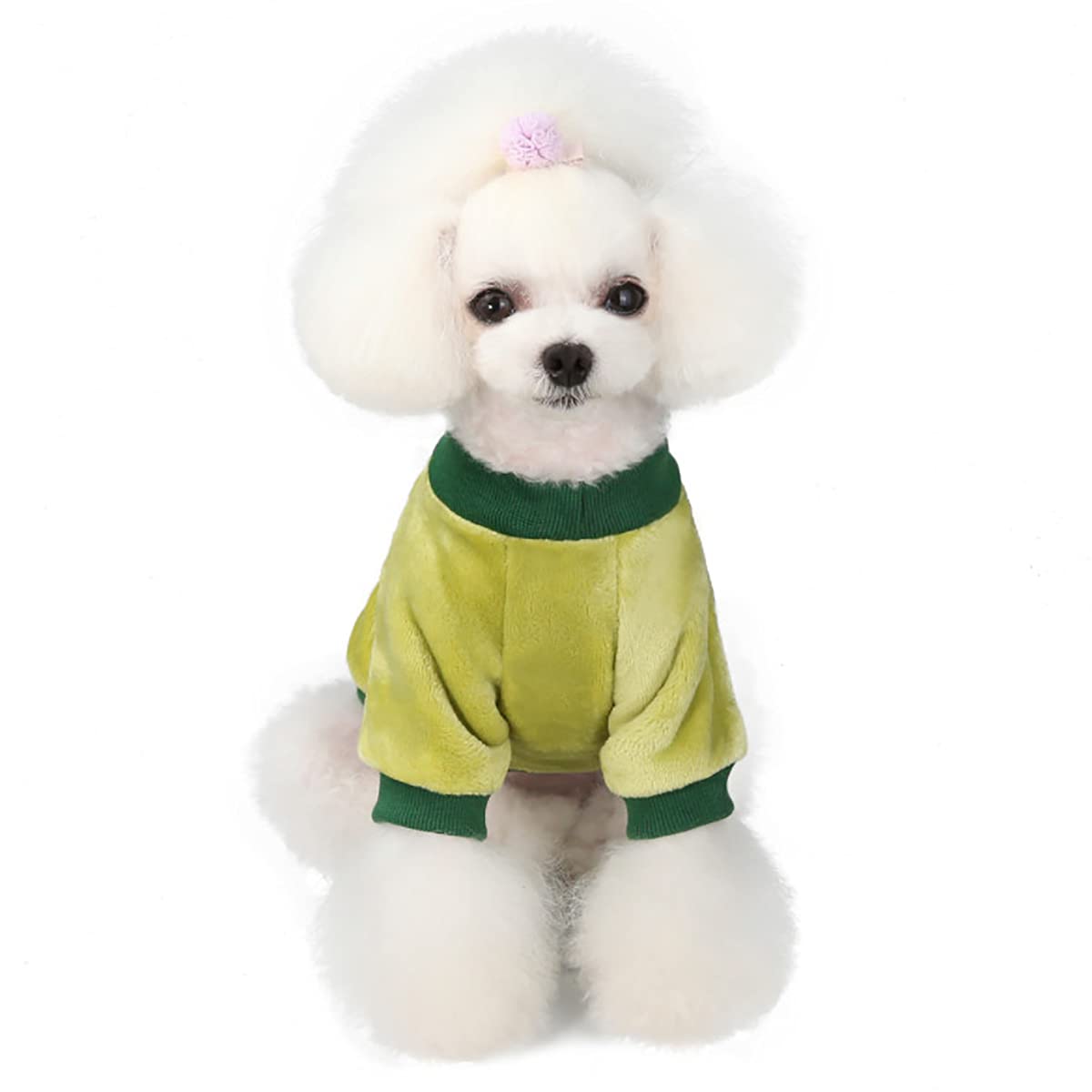 Warm Fleece Dog Sweater & Cat Sweater - Winter Coats for Small & Medium Pets, Green Fruit Pajamas Style - Perfect for Cold Weather & Indoor Comfort