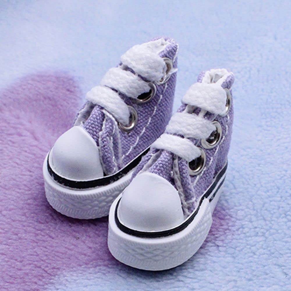 Fashionable BJD Doll Canvas Sneakers & Boots - Purple Mini Doll Shoes for Casual Wear, Perfect for BJD Doll Accessories & Photo Shoots