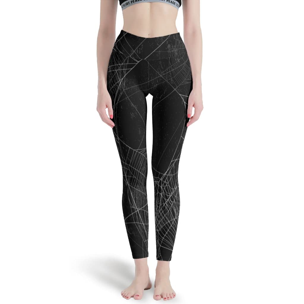 Spider Web Halloween High Waist Leggings for Women - Yoga Pants, Workout Tights with Tummy Control | Costume, Cosplay & Fitness Wear