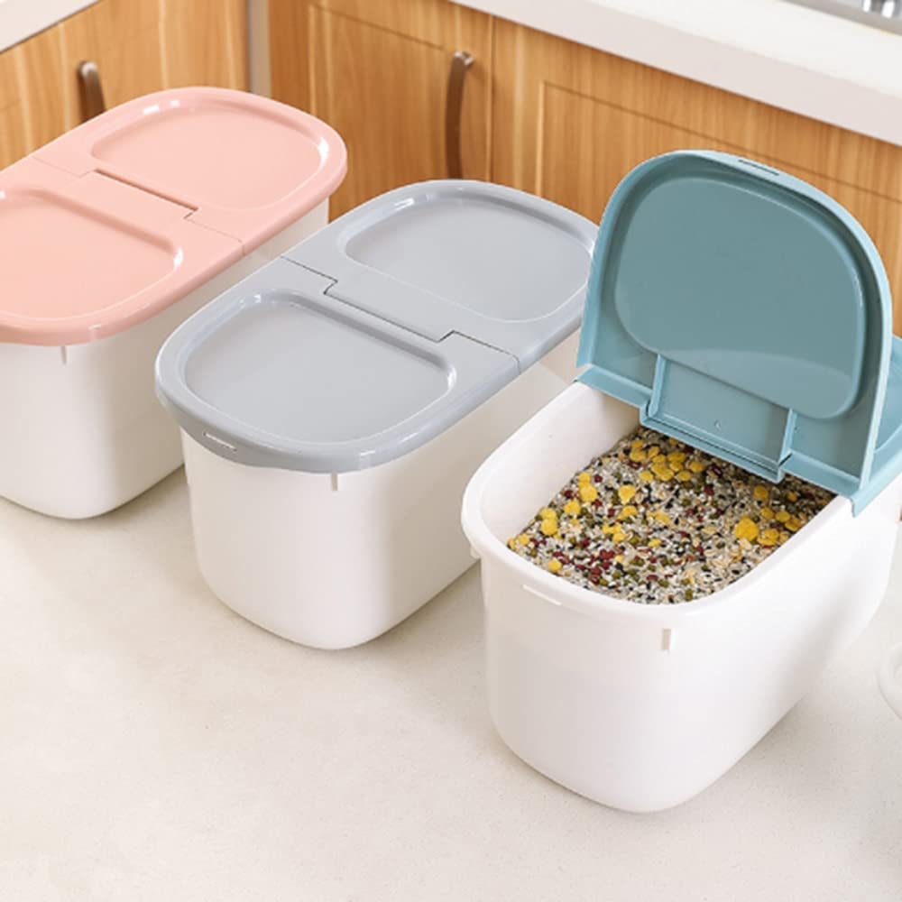 8kg Airtight Rice Storage Container - Moisture-Proof Plastic Food Bin for Rice, Flour & Grains | Household Kitchen Organization (Blue) | Perfect for Pantry, Kitchen & Bulk Food Storage