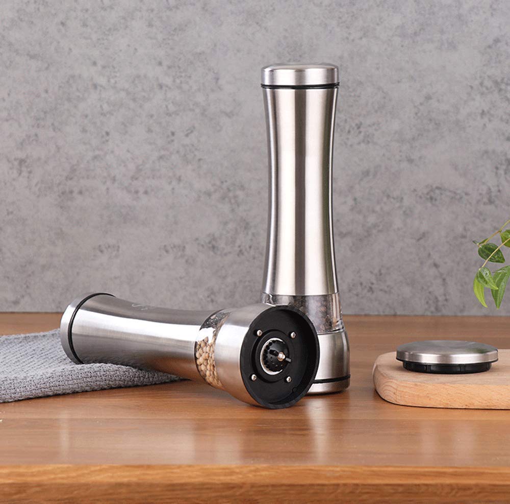 Premium Salt and Pepper Grinder Set - Adjustable Ceramic Spice Mill with Stainless Steel Body for Kitchen, Dining & BBQ - Perfect for Seasoning Steaks, Salads & Home Cooking
