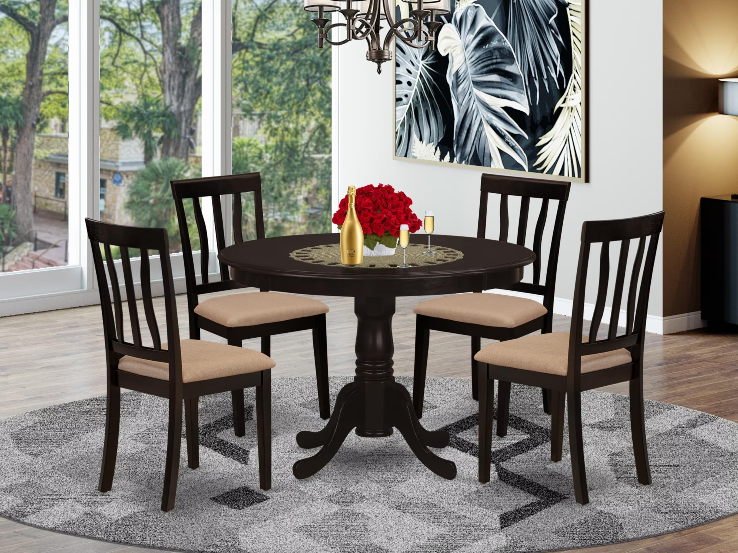 East West Furniture HLAN5-CAP-C 5-Piece Cappuccino Kitchen Dining Set - 42