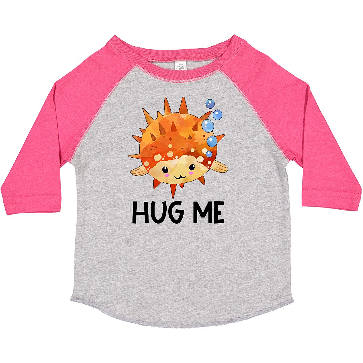 Inktastic Hug Me Cute Pufferfish with Bubbles Toddler T-Shirt - Soft Cotton Kids Tee for Playdates, Beach Outings & Family Photos