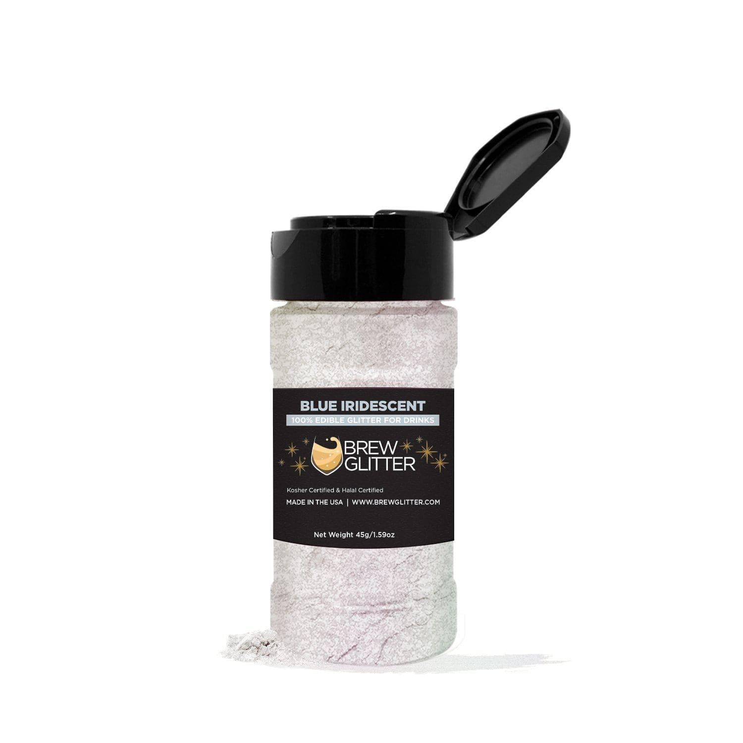 Blue Iridescent Brew Glitter® 45g Shaker - Premium Edible Sparkle Dust for Baking, Cake Decorating & Cocktail Garnish