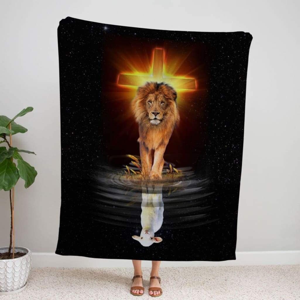 Lion of Judah and Lamb of God Christian Prayer Blanket - Soft Bible Verse Throw for Worship, Bible Study & Spiritual Comfort - Perfect for Church, Home Devotion & Gift Giving
