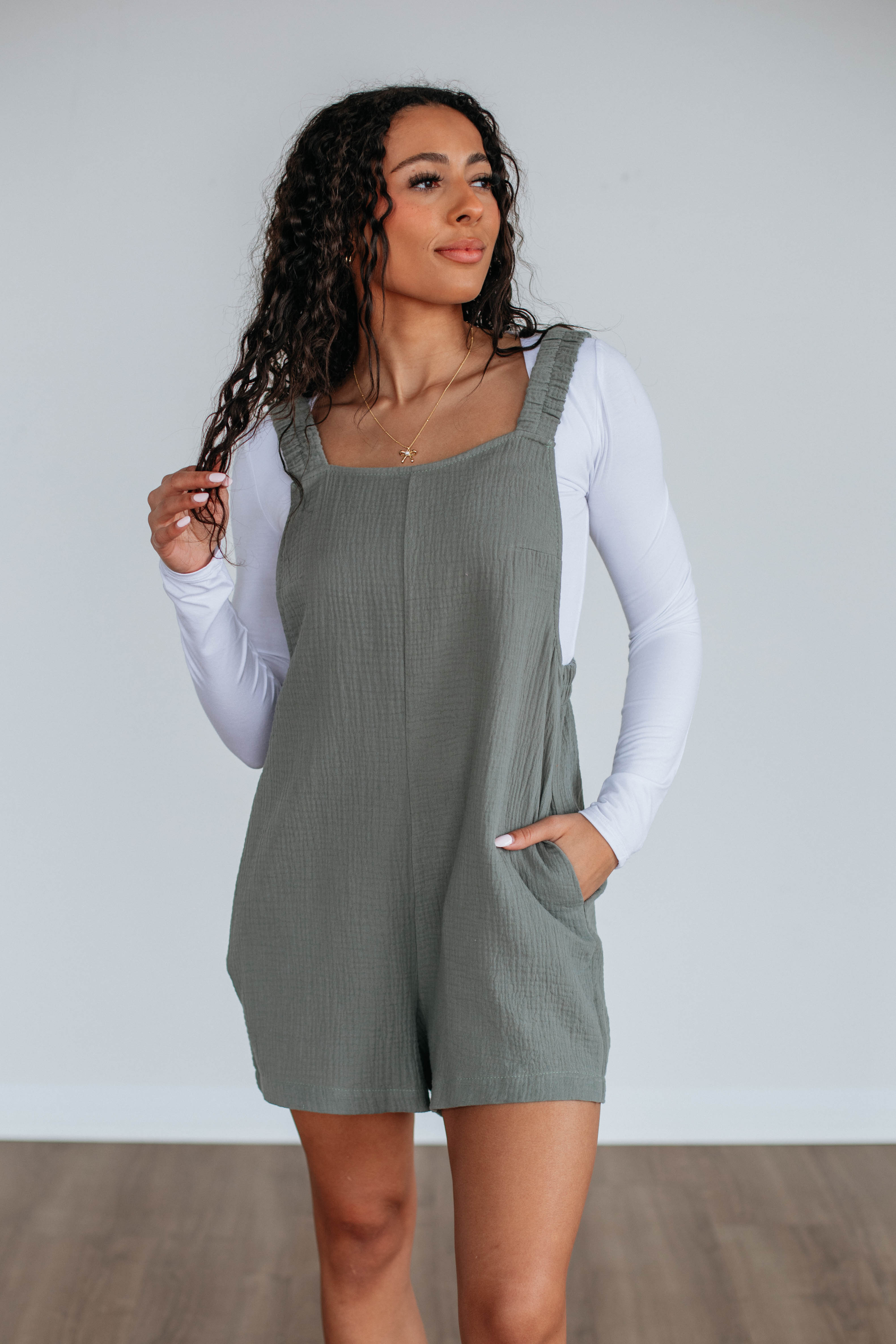 Chamberly Romper for Women - Stylish Artichoke Green Jumpsuit | Casual Outfit, Summer Fashion, Lounge Wear, Travel Essentials